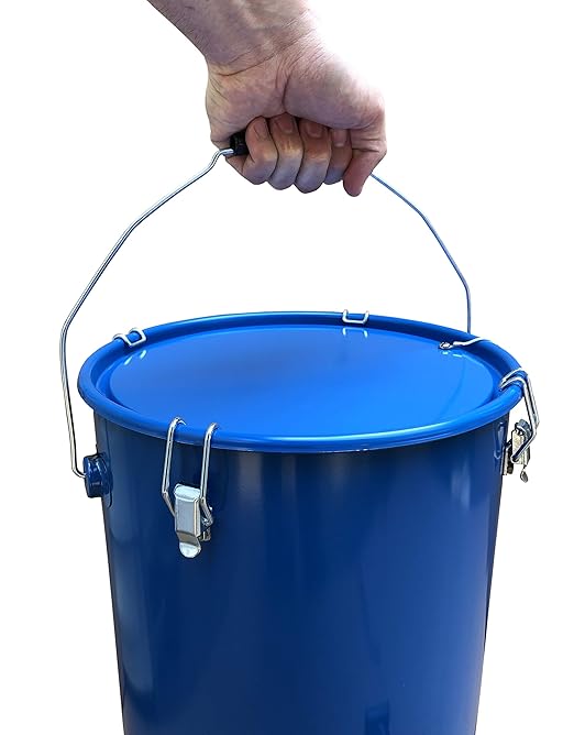 MirOil 6-Gallon Fryer Grease & Oil Disposal Caddy – Model #30L – Steel Bucket w/Locking Lid – Used Hot Oil Container – Food Safe Cooking Grease Bucket w/Lid – Commercial Food Truck Accessories
