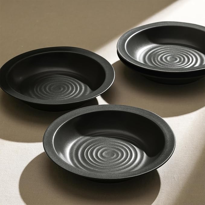 Stone Lain Orbit 12-Piece Dinnerware Set Stoneware, Plates and Bowls Set, Pasta Bowls, Microwave and Dishwasher Safe, Dish Set for 4, Charcoal