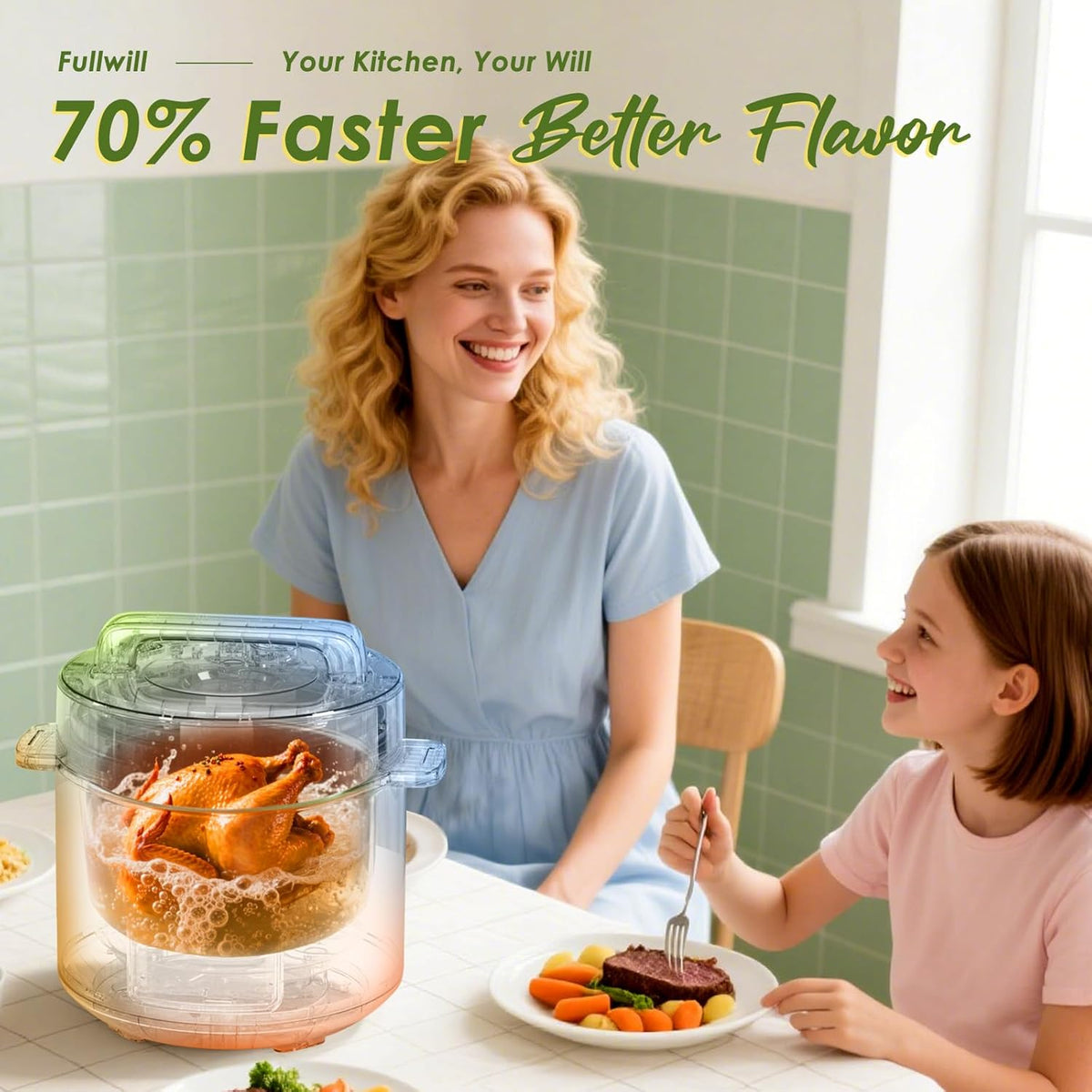Fullwill 9-in-1 Electric Pressure Cooker, 12 Presets Instant Multi Cooker Olla de Presion Nonstick Pot 6 Quarts