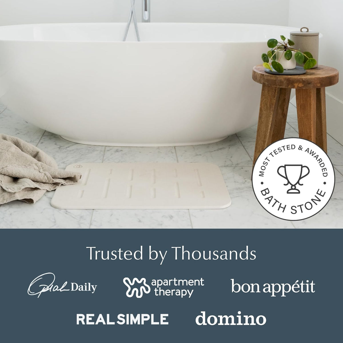 Dorai Home Bath Stone Mat 23.6"x15.4" – Luxury Diatomite Stone Mat, Quick-Dry, Non-Slip, Rain Sandstone