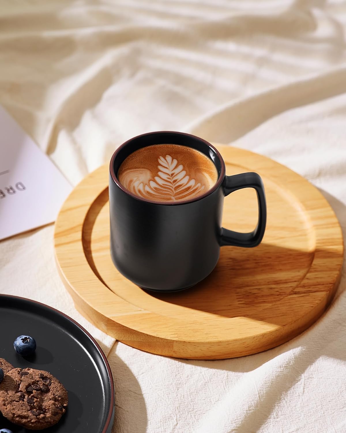 famiware Coffee Mugs Set of 4, Nebula 14oz Coffee Mugs, Ceramic Cup Set with Handle for Latte, Tea, Milk, Cappuccino, Cocoa, Matte Black