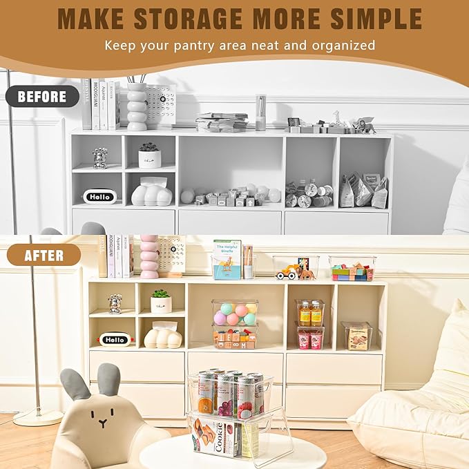 12 Pack Middle Stackable Storage Boxes for Storage and Organization, Clear Storage Bins with Lids, Plastic Storage Containers with Lids, Plastic Bins with Handles for Office, Bedroom, Study Room