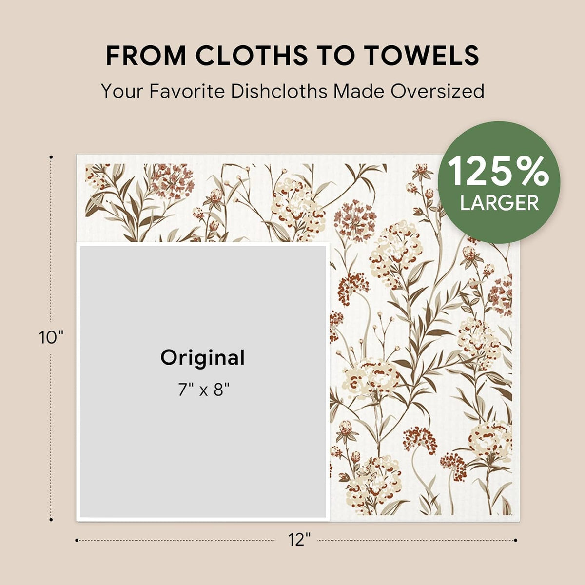 RECYCO Swedish Dishcloths for Kitchen | 4 Pack Oversized Washable Dish Rags | Large Cellulose Reusable Cleaning Paper Towels | Absorbent Counter Dish Cloth Sponge XL Kitchen Wipes, 12" L x 10" W