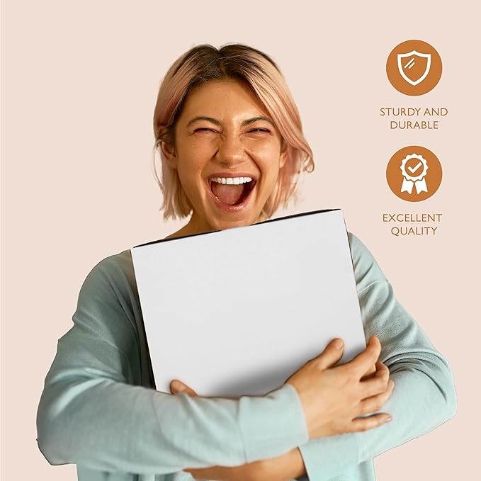 Fit Meal Prep [250 Pack] White Pie Boxes - 10x10x2.5 Inch Square Bakery Boxes for Cookies, Cheesecake, Chocolate Covered Strawberries, Dessert, Macaroon, Bread - Bulk Paper Cardboard Boxes