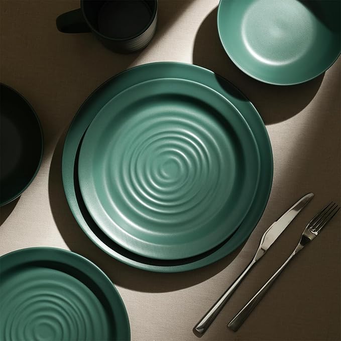 Stone Lain Orbit 4-Piece Dinner Plate Set Stoneware, Green