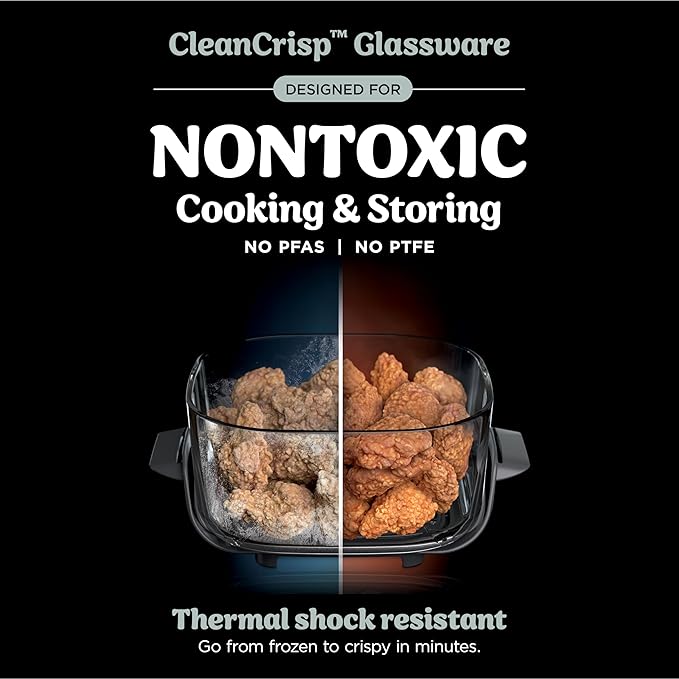 Ninja Crispi 4-in-1 Glass Air Fryer | 450°F | Non-Toxic | 4QT & 6-Cup Glass Containers w/Lids | Microwave, Freezer, Dishwasher Safe | Max Crisp, Air Fry, Bake, Recrisp | Green | FN101SG