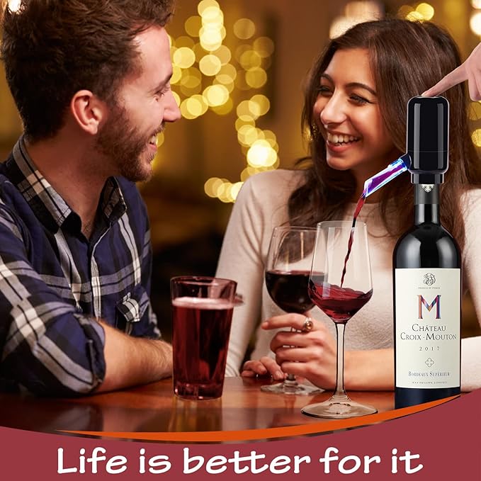 Electric Wine Aerator Pourer,Portable One-Button Wine Dispenser Machine and Wine Decanter Multi-Smart Automatic Filter Wine Pourer for Red Wine,Best Wine Gifts for Women and Wine Lovers