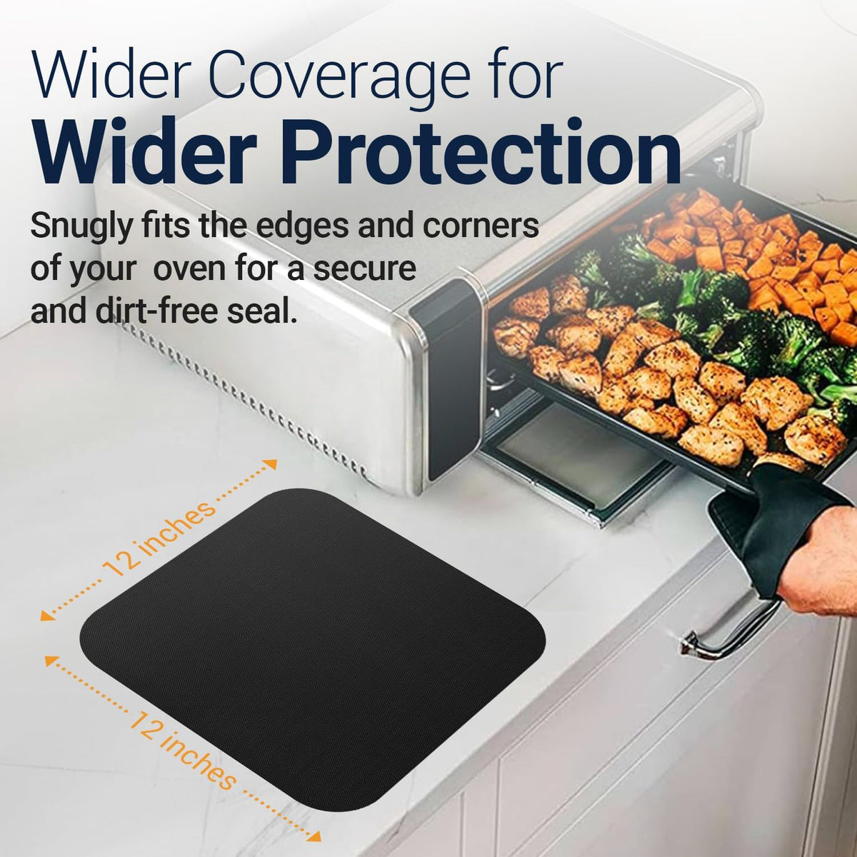 Toaster Oven Liners for Bottom of Oven (4 Pack) Reusable Non-Stick Heat Resistant Toaster Liners, Compatible with Ninja, Cuisinart, Emeril Lagasse & More, Toaster Mat, 12"x12" (Black)