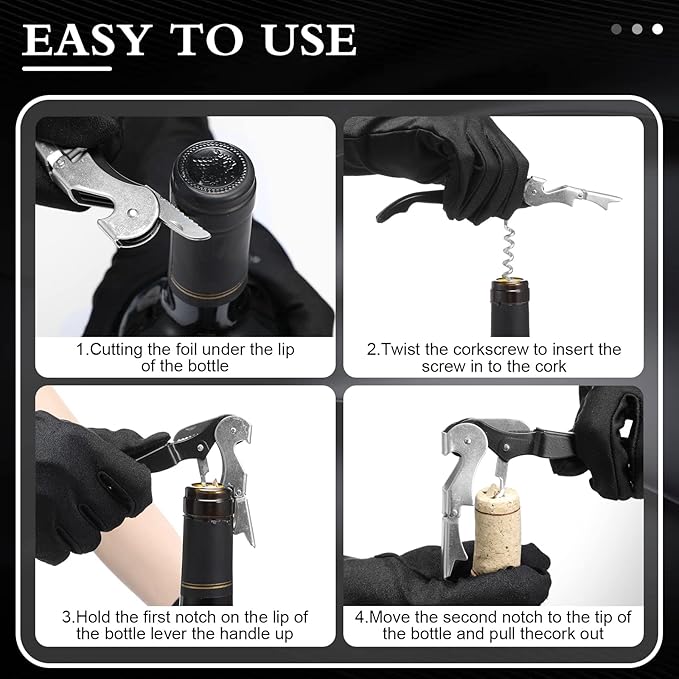 Waiter Corkscrew Wine Openers Heavy Duty Hinges Wine Key Bottle Opener All in One Double Hinged Waiter's Corkscrew with Foil Cutter Wine Tools for Bartenders Servers Sommelier (Black, 100 Pack)