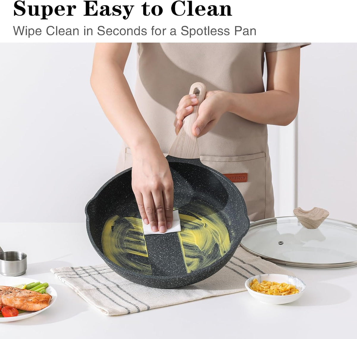 Nonstick Frying Pan Skillet, 11 Inch Granite Cooking Pan Nonstick, Healthy and Non Toxic, Induction Compatible, PFOA Free