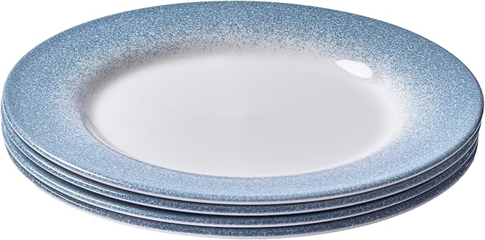 Portmeirion Potter's Mist Dinner Plate (Set of 4) - 10.5-Inch Stackable Earthenware Plates - Microwave & Dishwasher Safe, Handcrafted Dinnerware for Casual & Formal Table Settings (Blue Mist)