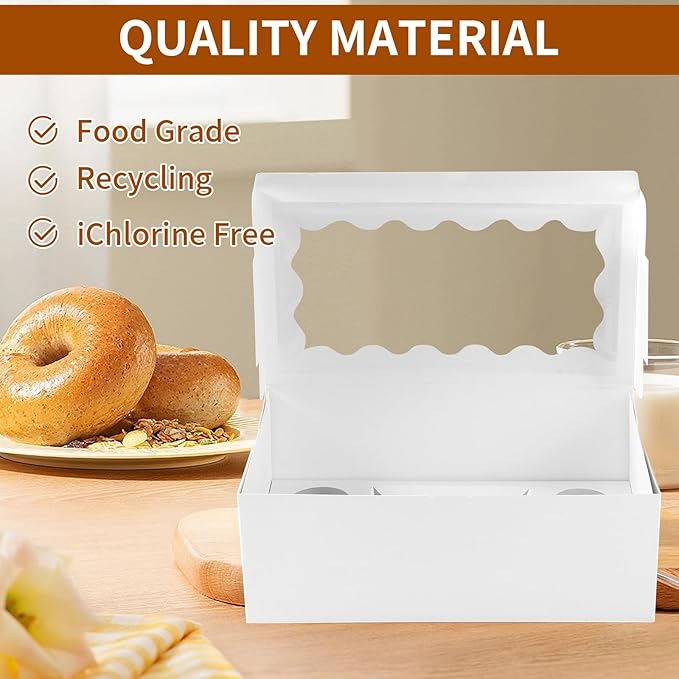 10 Pack Cakes and Cupcake Boxes with Transparent Windows Suitable for 4 Cupcakes and 1 Small Cake, Used as Baking Supplies for Birthdays, Weddings, Holidays and Parties.(White, 1+4(10Pack))
