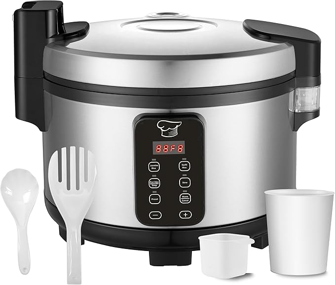 Large 15L Commercial rice cooker 84 cups cooked / 32 cups uncooked rice Electiric Rice Cooker & Rice Warmer | Automatic Warm | Stainless Steel | with One-Touch Operation