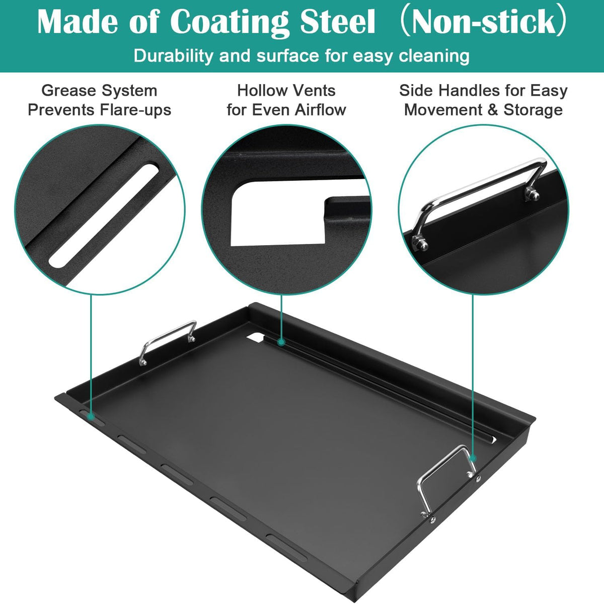 Full-Size Griddle Inserts for Home Depot Nexgrill 5 Burner 720-0888, 720-0888N, 720-0882A, 720-0882S, Flat Top Grill Griddle for Nexgrill 4 Burner 720-0830H 720-0830X 720-0888S 720-0783W, Carbon Steel