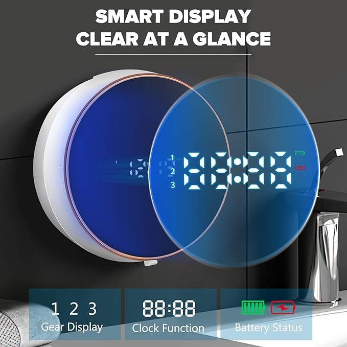 Automatic Soap Dispenser Liquid Bathroom: Wall Mount Rechargeable Touchless Adjustable Auto Smart Electric Plastic White Soap Dispenser with Clock - Kitchen - Hand Dish Lotion Couple Kids