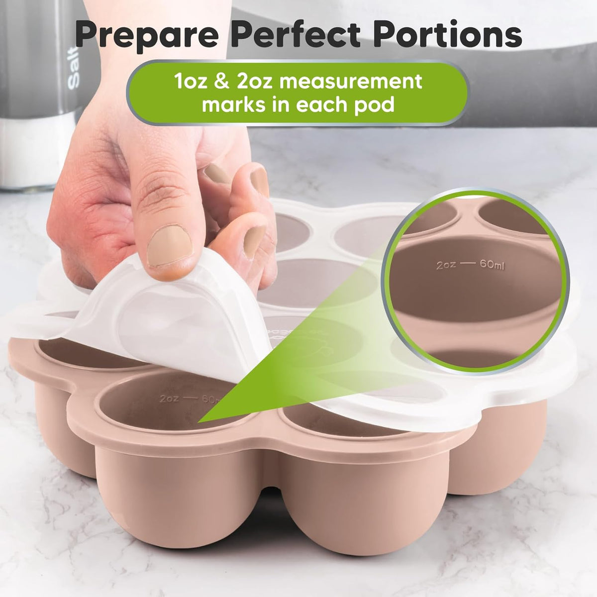 KeaBabies Silicone Food Freezer Trays with Lid, 2oz x 10 Pods Baby Food Storage Containers, Easy Puree Meal Prep, Breast Milk Silicone Freezer Molds, Dishwasher,Microwave Safe,BPA-Free Tray(Dusk)