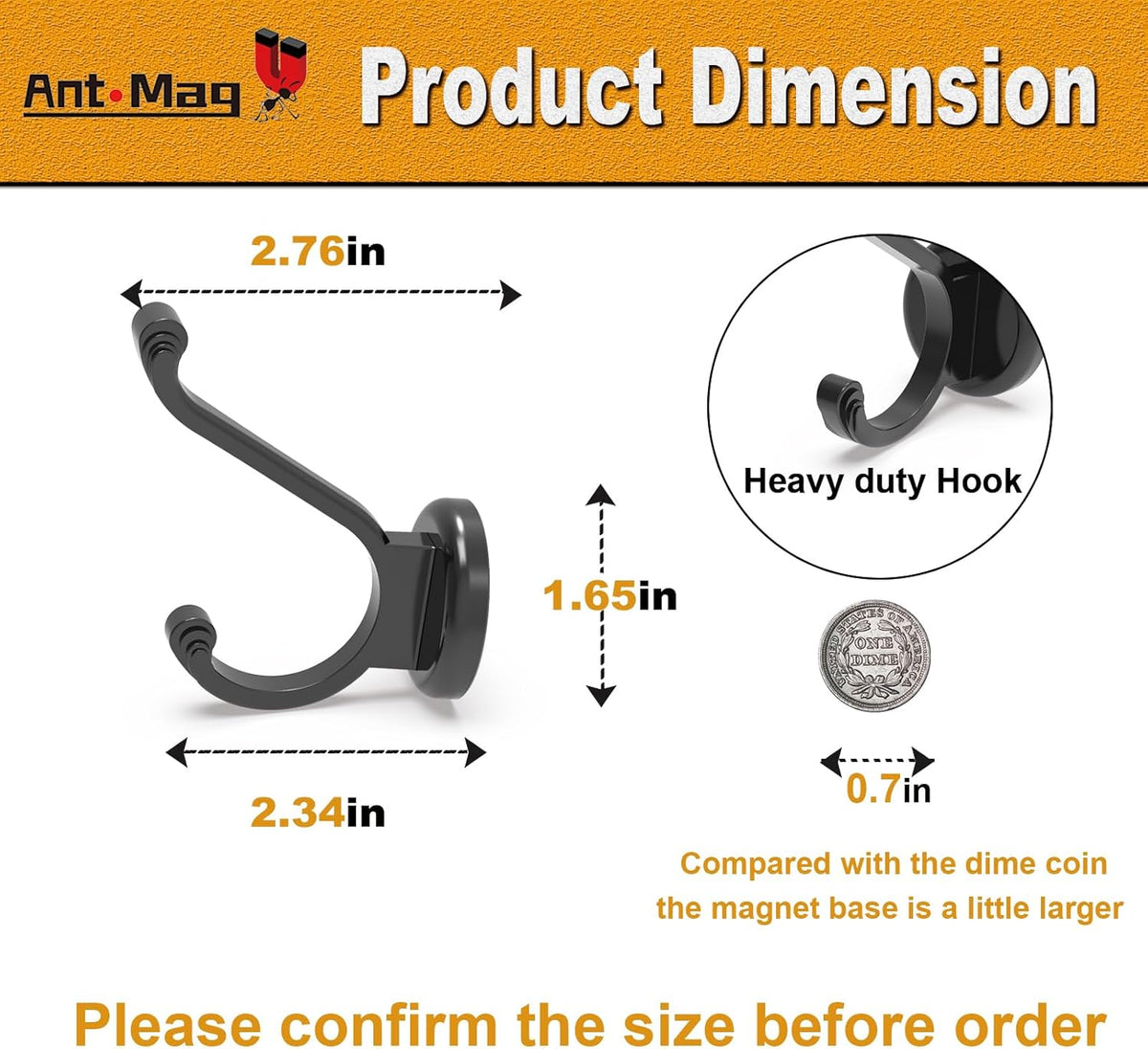 Ant Mag Magnetic Hooks Heavy Duty 140lbs Neodymium Magnet Wall Hooks for Hanging Coats Robes Backpacks Bags Hats Keys Mugs Cups Towels Pack of 4