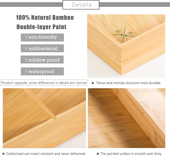 3-Tier Bamboo Drawer Spice Rack Wooden Kitchen Cabinet Spice Organizer Spice Jar Holder, Medicine/Health Care/Vitamin Bottles Storage Rack (Pre-Measure Drawer Dimensions), 1 Pack Drawer Rack