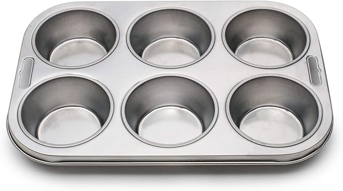 Fox Run 4867 Muffin Pan, 6 Cup, Stainless Steel