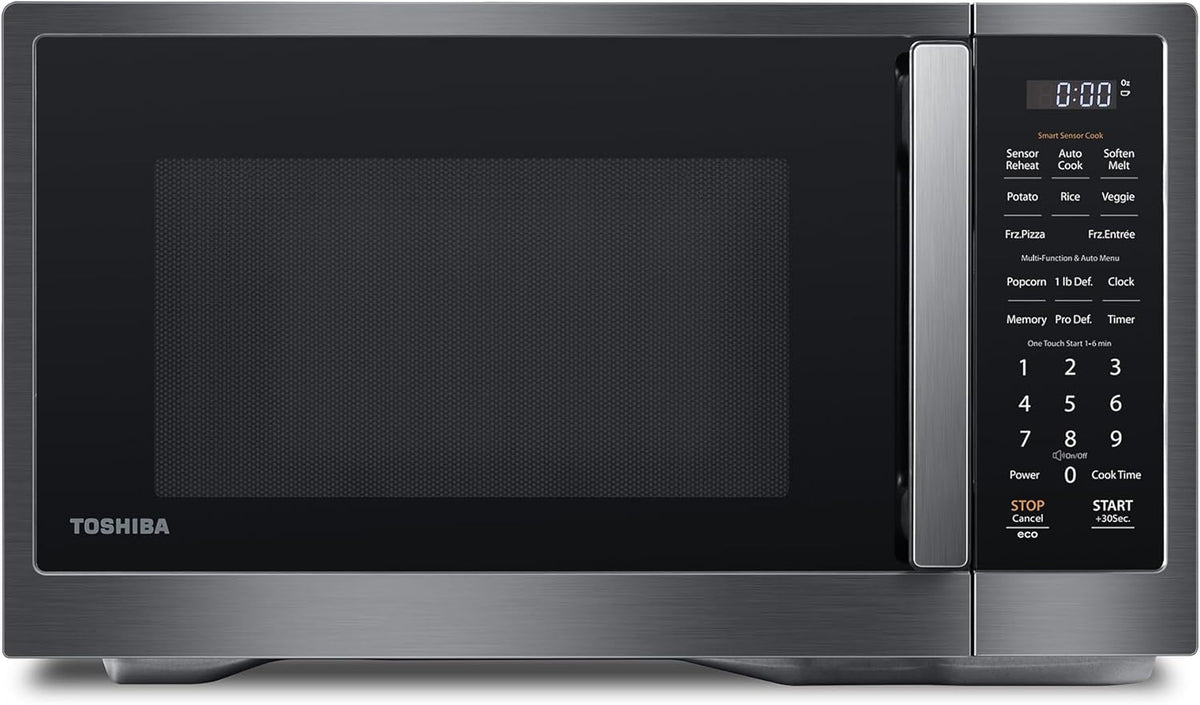 TOSHIBA ML4-EM12PA(BS) Countertop Microwave Oven with Stylish Design As Kitchen Essentials, Smart Sensor, 13 Auto Menus&Mute Function, 1.2 Cu Ft with 12.4" Turntable, 1000W, Black Stainless Steel