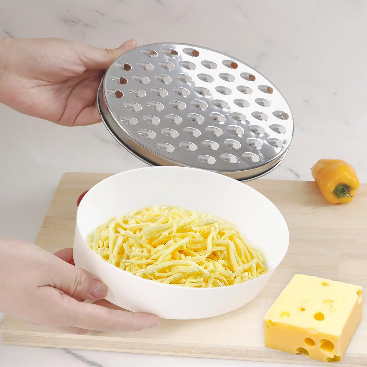Cheese Grater Citrus Lemon Zester with Food Storage Container & Lid - Perfect For Hard Parmesan Or Soft Cheddar Cheeses, Ginger, Vegetables, Butter, Chocolate & Nutmeg (White)