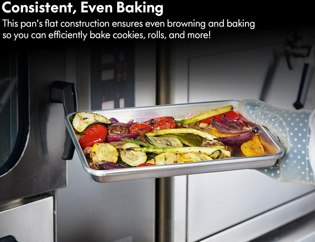 CURTA 12 Pack Aluminum Sheet Pan, NSF Listed Half Size 13 x 9 inch Commercial Bakery Cake Bun Pan, Baking Tray