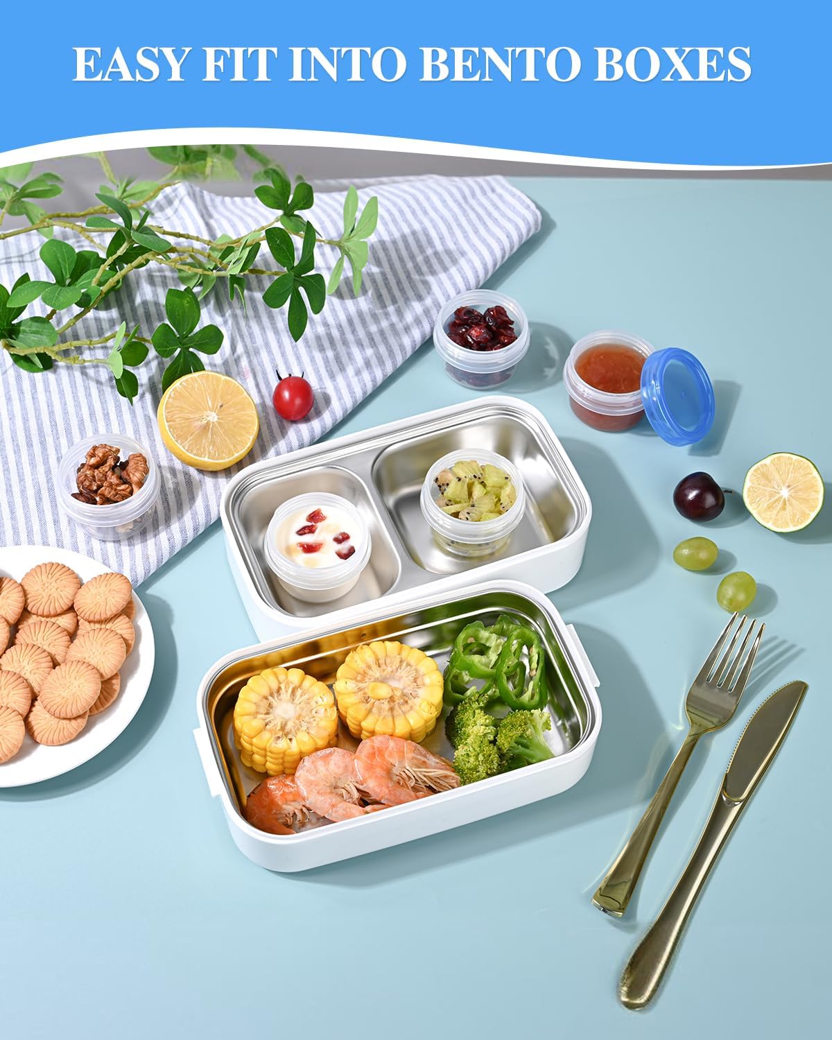 Salad Dressing Containers, [16 Pack*2 oz] Reusable Easy to Open Dressing, Condiment, Sauce, Dip Containers to Go With Leak-Proof Twist Top Lids, Bpa Free, Safe For Microwave, Freezer, Dishwasher