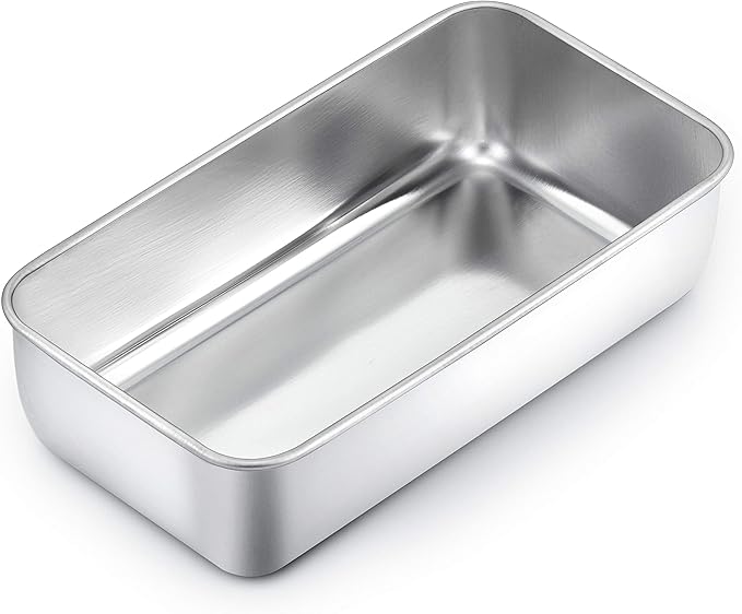 TeamFar Loaf Pan, 9¼” × 5” Bread Loaf Pan Meatloaf Pan Stainless Steel for Baking Bread Cake Toast, Healthy & Durable, Dishwasher Safe & Easy Clean