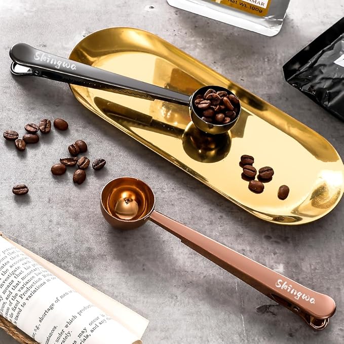 Coffee Scoop with Bag Clip, Multi-Function Milk Powder Measuring Spoon, 20ml (Black)