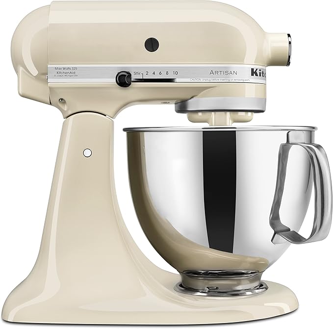 KitchenAid Artisan Series 5 Quart Tilt Head Stand Mixer with Pouring Shield KSM150PS, Almond Cream