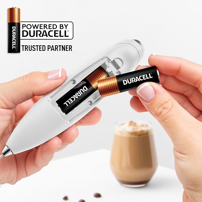 Zulay Kitchen Whisk Milk Frother with 4 Duracell Batteries - Powerful Handheld Foam Maker for Coffee, Lattes, Matcha, Hot Chocolate & Cappuccinos - Whip Creamy Froth in Seconds