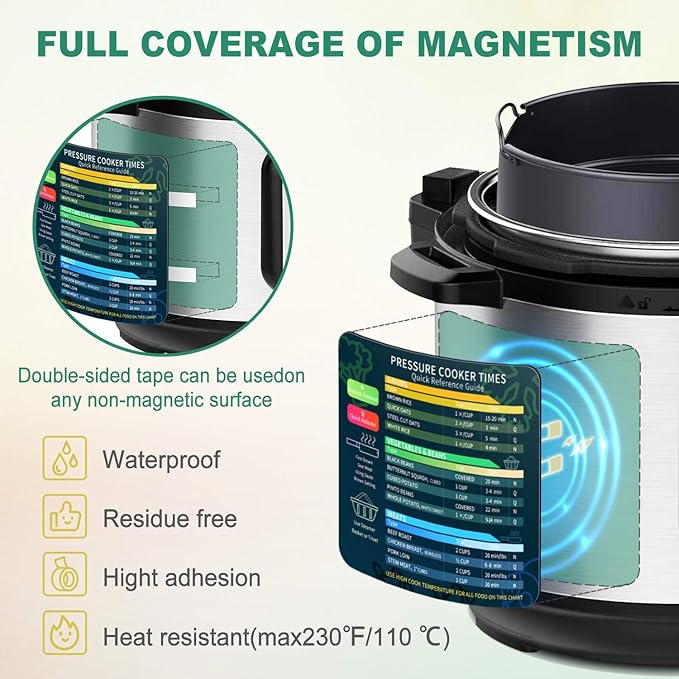 Instant Pot Cheat Sheet Magnet Set, Instapot Accessories, Cook Times Chart, Pressure Cooker Accessories Cook Times, Instant Pot Cheat Sheet Quick Reference Guide Instapot Times Cookbook Magnets