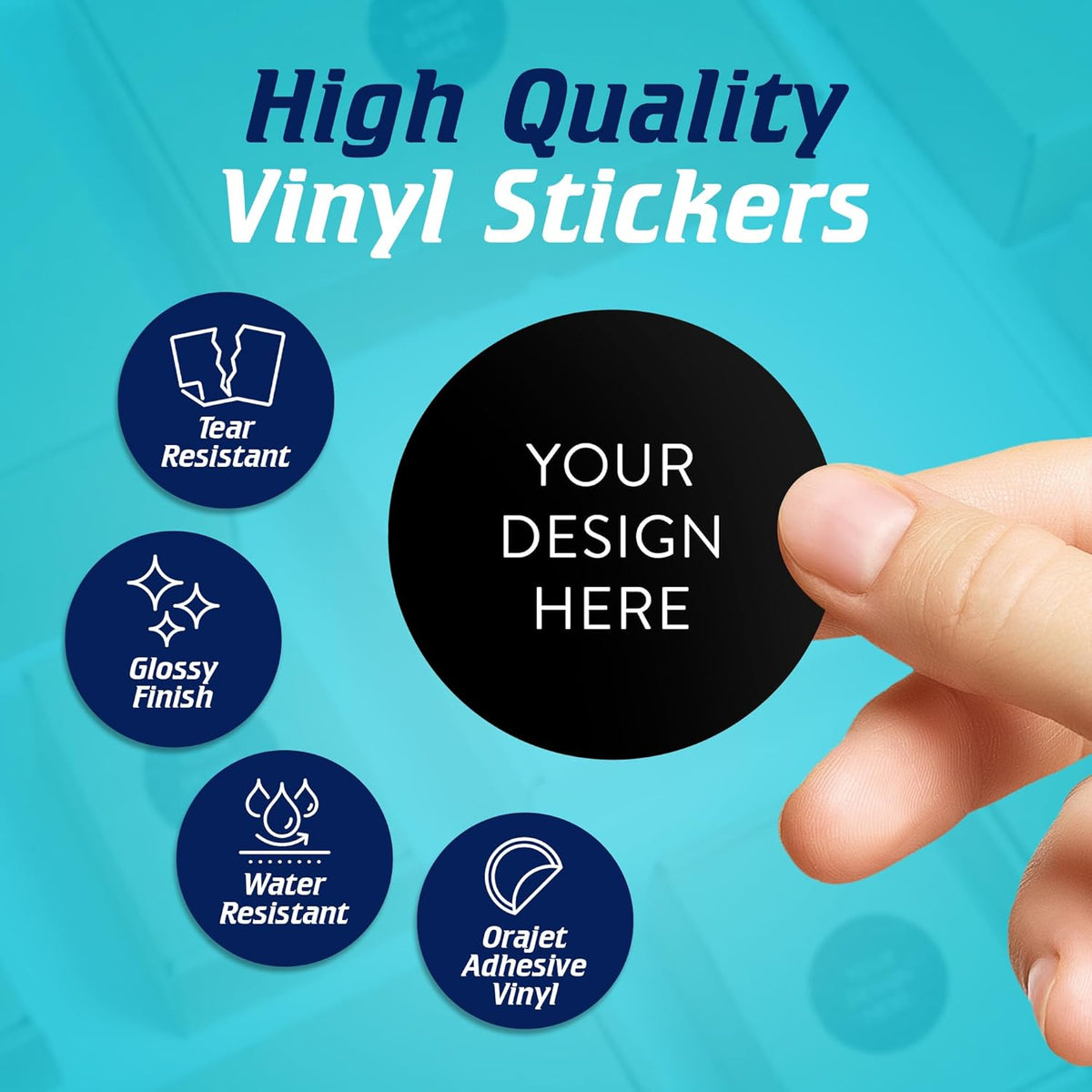 5-1000 Custom Vinyl Stickers - Upload Your own Image, Text, Design, Logo - Personalized Logo Labels for Handmade, Packaging, Bottle, Jars, Candle, Brand Stickers (Black, 2x2)