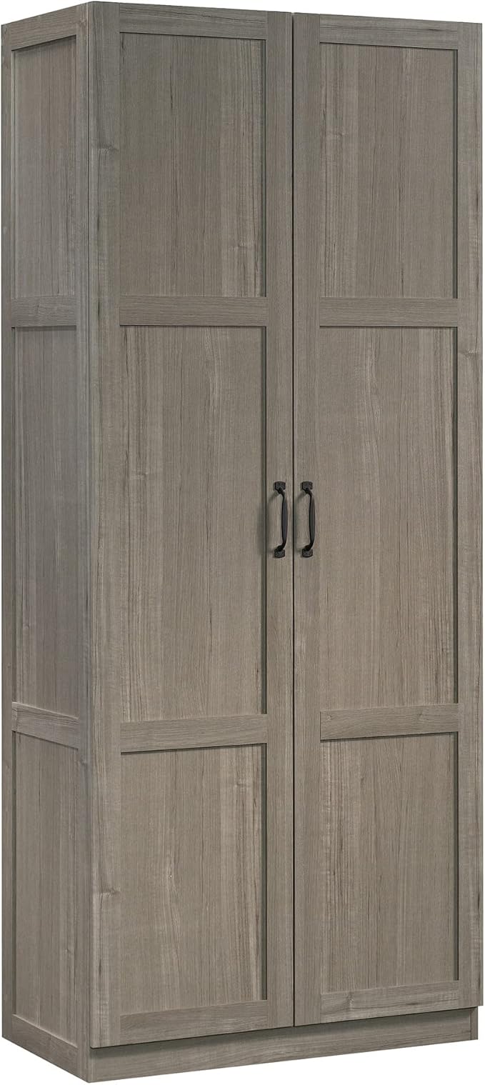 Sauder Select Storage Cabinet, Pantry Cabinet Kitchen Storage with Adjustable Shelves, Bathroom Storage Cabinet, in Silver Sycamore