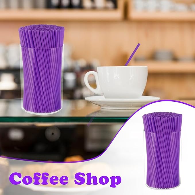 500 Pcs Neon Purple Acrylic Coffee Stirrers Set - Holder, Stir Straws for Milk, Cocktail Drinks - Home, Kitchen, Party Supplies