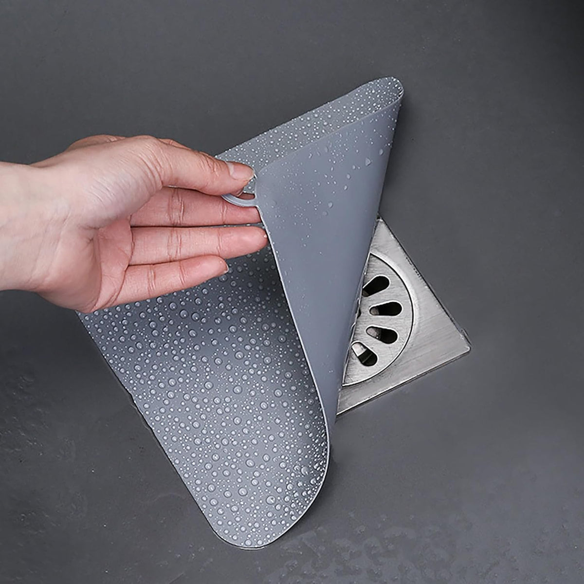 2 Pieces 8 x 8 Inch Silicone Tub Stopper Floor Drain Cover Sewer Anti-Odor Mat Deodorizing Drain Plugs for Kitchen,Bathroom and Laundry (Grey)