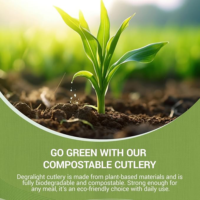 100% Compostable Froks - 200Pcs Heavy Duty Biodegradable Forks Disposable Utensils, BPA-Free, Heat Resistant, BPI Certified Disposable Forks, Eco Friendly Cutlery for Party, Office & Picnic