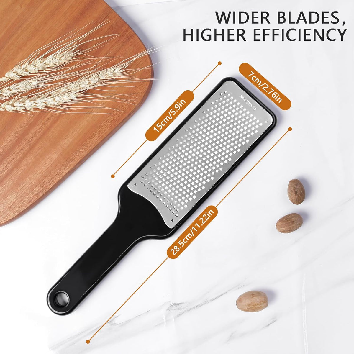 LHS Citrus Lemon Zester Cheese Grater - Stainless Steel Kitchen Tool for Parmesan Cheese, Ginger, Garlic, Nutmeg, Chocolate, Fruits, Dishwasher Safe