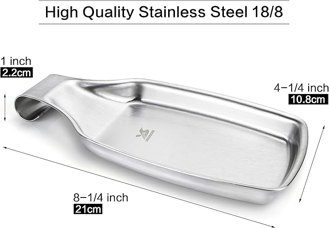 MSY BIGSUNNY Spoon Rest for Stove Top, 304 Stainless Steel Cooking Utensils Spatula Rest for Kitchen Counter, 2 Pack