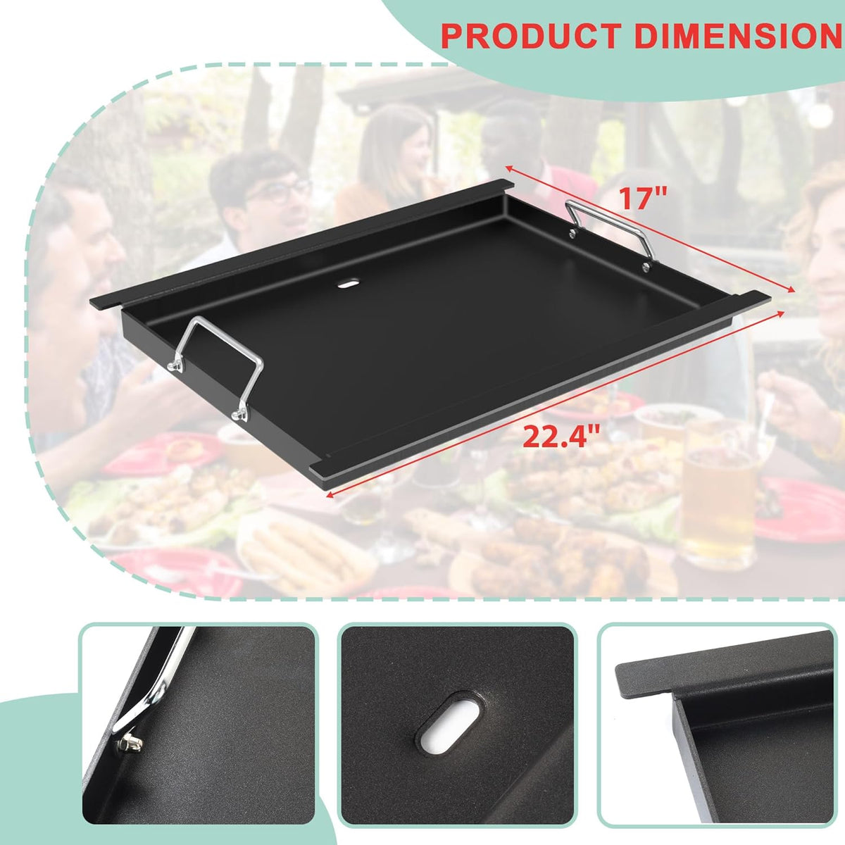 463367016 Full Size Griddle Insert for Charbroil Tru-Infrared 3 Burner 463242516 463346017 466242615 466242616, Carbon Steel Flat Top Griddle Plate for Charbroil Commercial G466-0025-W1, G472-0028-W1