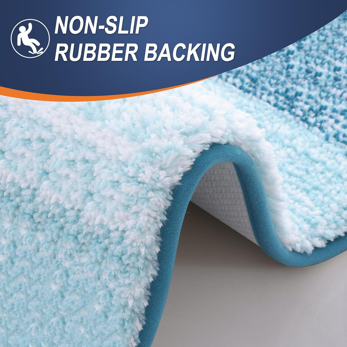 OLANLY Luxury Toilet Rugs U-Shaped 24x20, Extra Soft and Absorbent Microfiber Bathroom Rugs, Non-Slip Plush Shaggy Bath Mat, Machine Wash Dry, Contour Bathroom Mats for Toilet Base, Peacock Blue