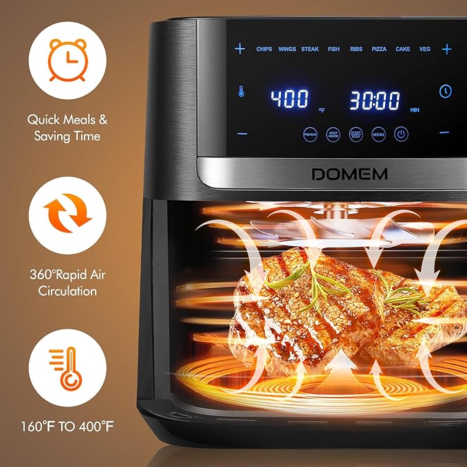 Air Fryer 4.2 Qt Oven, 8-in-1 Multicooker with Non-Stick Basket, Air Fryer with Preset Function, Cooker for Healthy and Low-Oil Meals, Convenient Operation