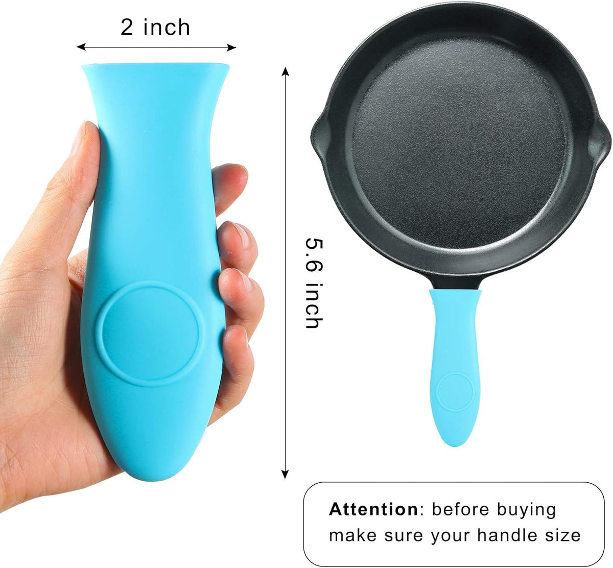 Silicone Hot Handle Holder - Potholder for Cast Iron Skillets & Frying Pans - Heat Resistant Sleeve Grip Handle Cover, Red, Black, Blue, Green