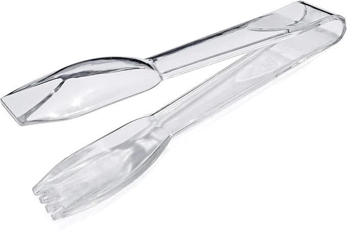 New Star Foodservice 35582 High Heat Plastic, Straight Edge Utility Tong, 6", Clear, Set of 12