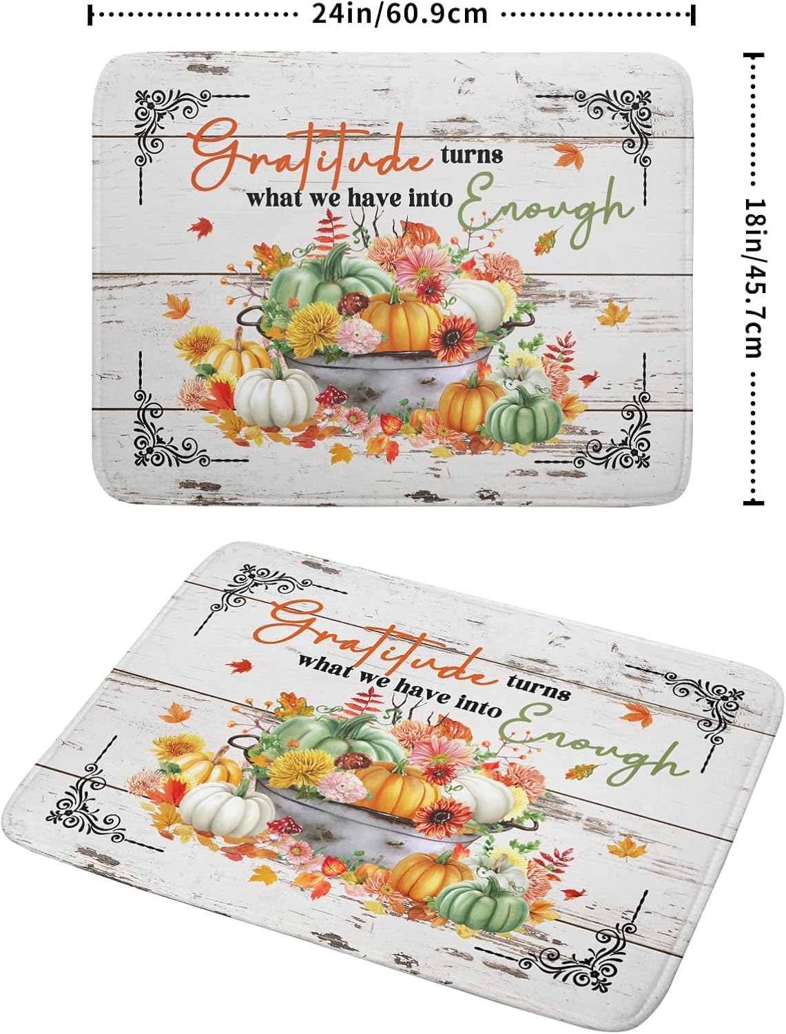 White Autumn Dish Drying Mat Absorbent Fall Drying Matt Kitchen Counter 18 X 24 in Home Season Decor