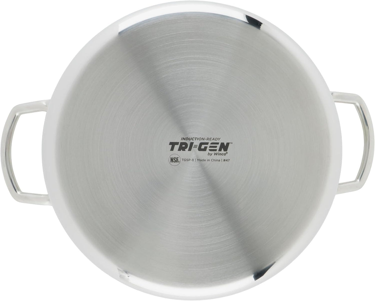 WINCO Tri-Ply Stock Pot, 8-quart, Silver