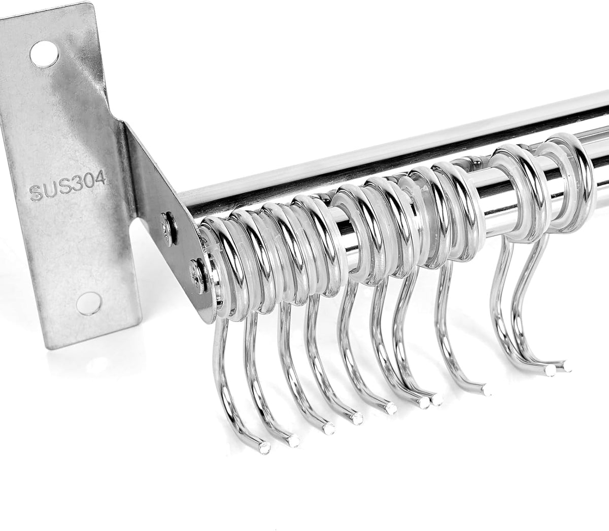 ASkinds Utensil Hanging Rack Stainless Steel Rail Hanger Rod Wall Mounted Pot Pan Lid Holder Cookware Storage Organizer with Sliding Hooks for Kitchen Bathroom