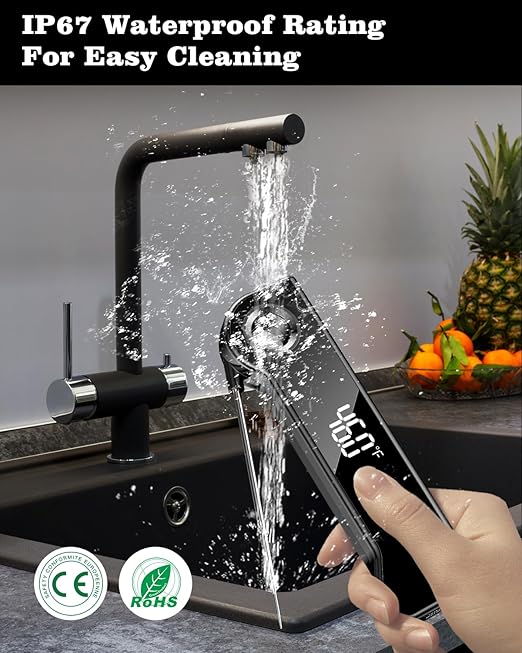 2025 Meat Thermometer Digital, ±0.5°F Accuracy Instant Read Thermometer180° Rotating Display, Calibratable and Auto Off, IP67 Waterproof Food Thermometer for Cooking,Grill,Oil Deep Fry, Brewing,Candy