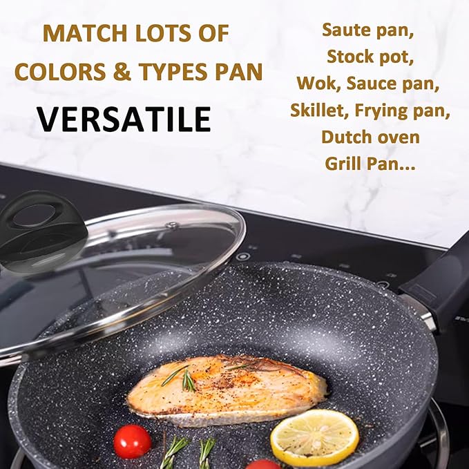 Glass Lids for Pot and Pan, 8, 9.5, 10.25, 11, 12, 12.6, 13.5, 14 Inch Tempered Replacement for Covers Kitchen Cookware, Frying Pan, Wok, Skillet (12 Inch)