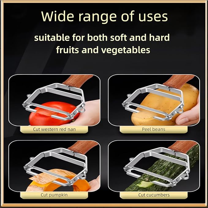 Vegetable Peeler, Stainless Steel Y-Shaped Blade with Wooden Handle, Multi-Purpose Kitchen Tool for Fruits and Vegetables, 6.3 Inches